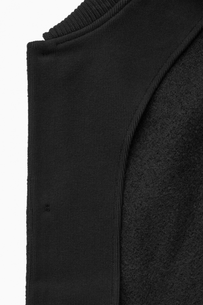 Black COS Knitted-Collar Workwear Jacket Shirts | 364217-EMW