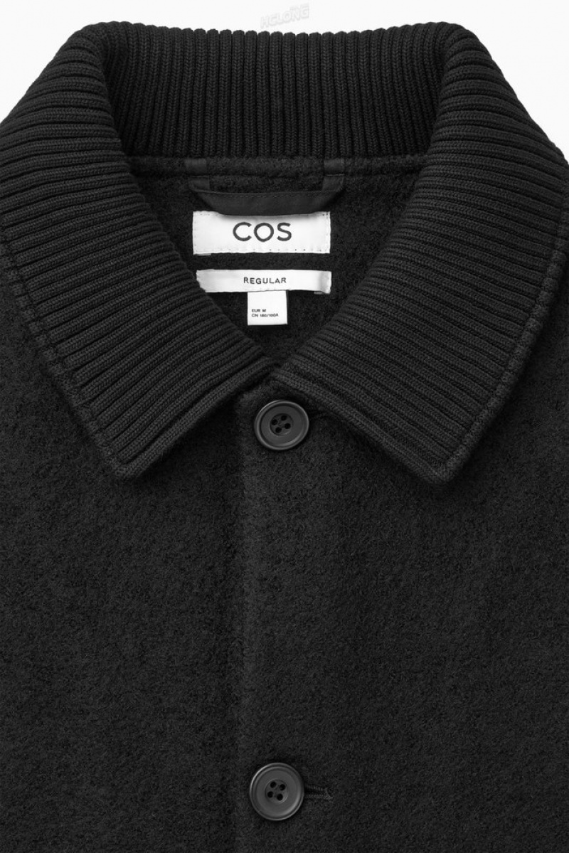 Black COS Knitted-Collar Workwear Jacket Shirts | 364217-EMW