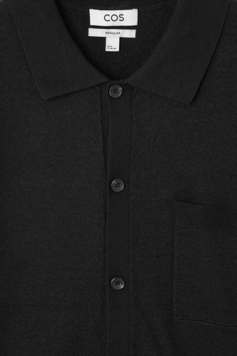 Black COS Knitted Boiled-Wool Shirt Knitwear | 950328-AXZ