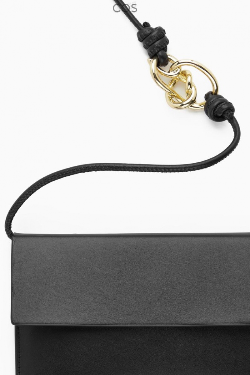 Black COS Knotted Crossbody Pouch - Leather Bags | 126457-CWD