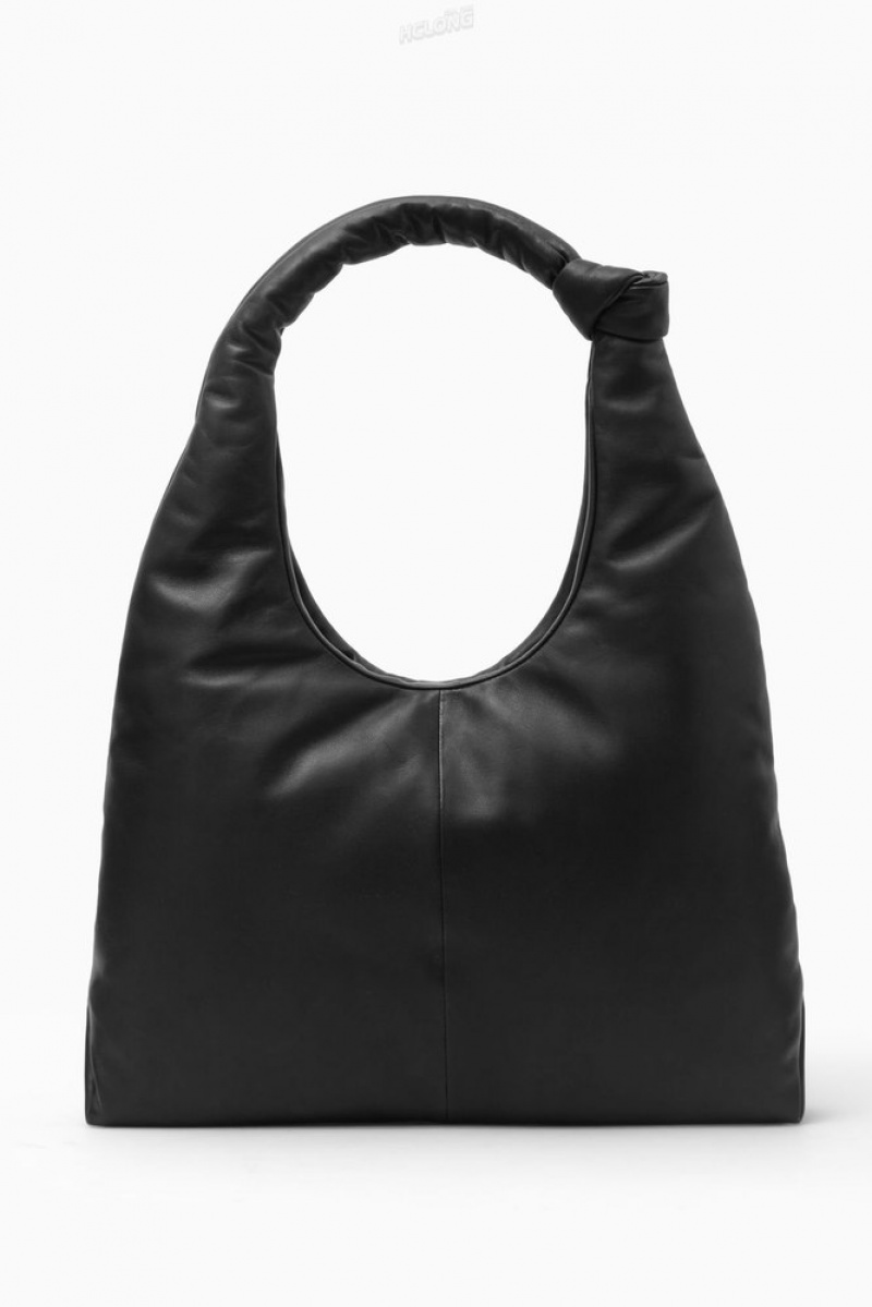 Black COS Knotted Padded Shoulder Bag - Leather Bags | 326890-QXL