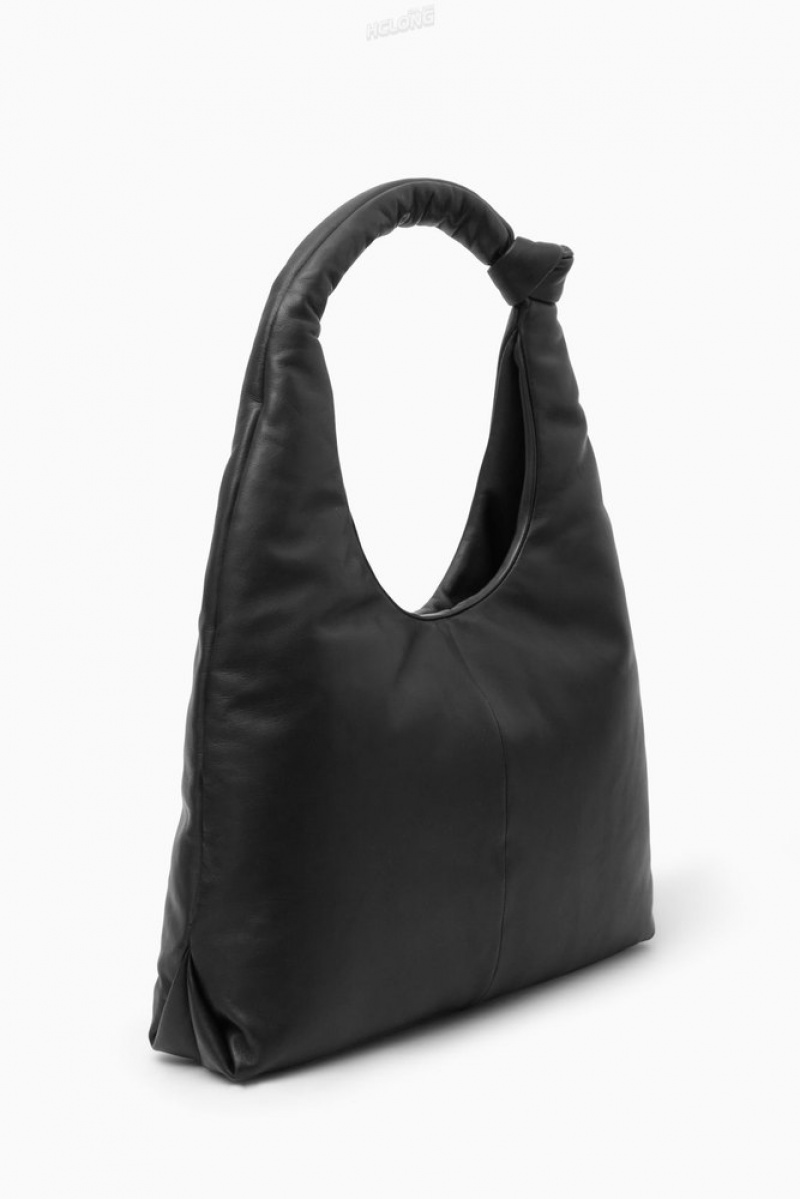 Black COS Knotted Padded Shoulder Bag - Leather Bags | 326890-QXL