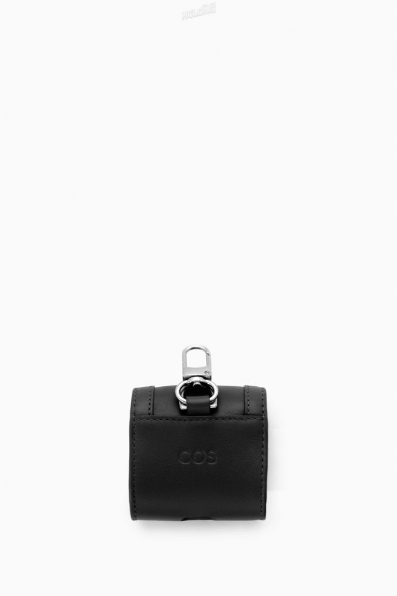 Black COS Leather Airpods Case Case | 268375-PNA