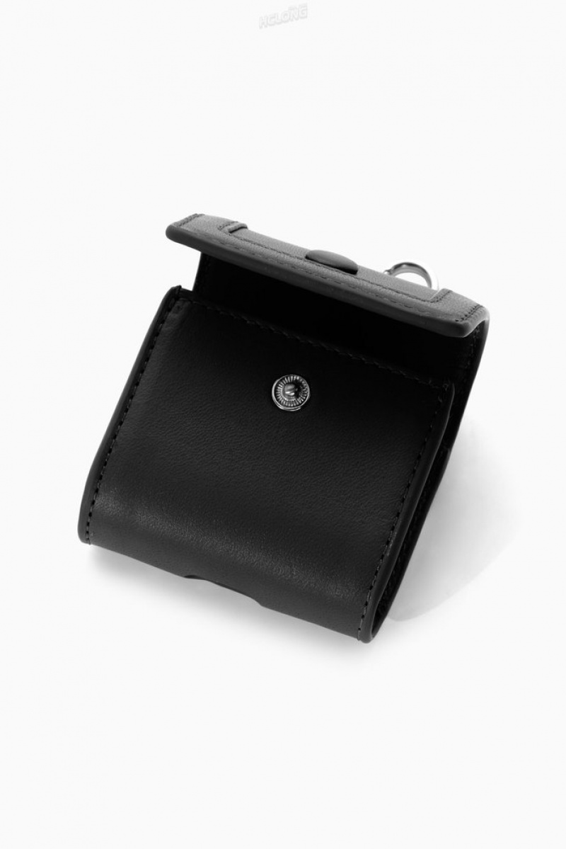 Black COS Leather Airpods Case Case | 268375-PNA