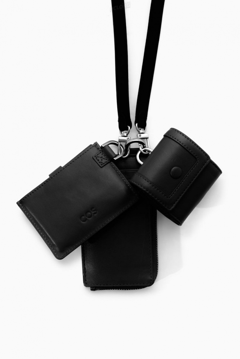 Black COS Leather Airpods Case Case | 268375-PNA