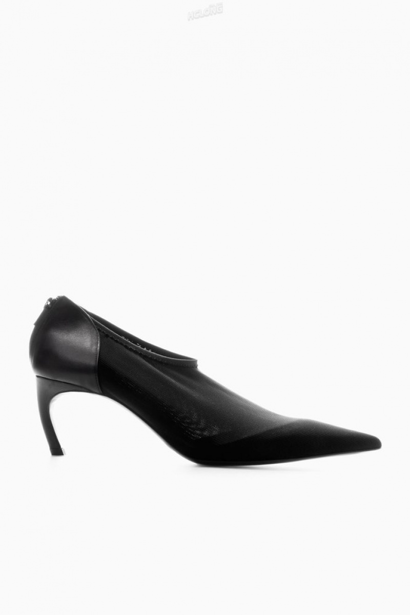 Black COS Leather And Mesh Pumps Pumps | 524739-IHB