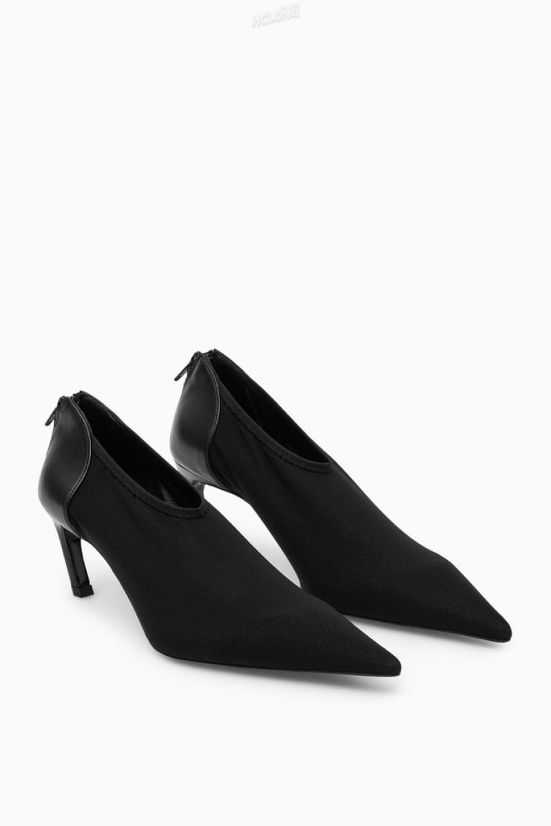 Black COS Leather And Mesh Pumps Pumps | 524739-IHB