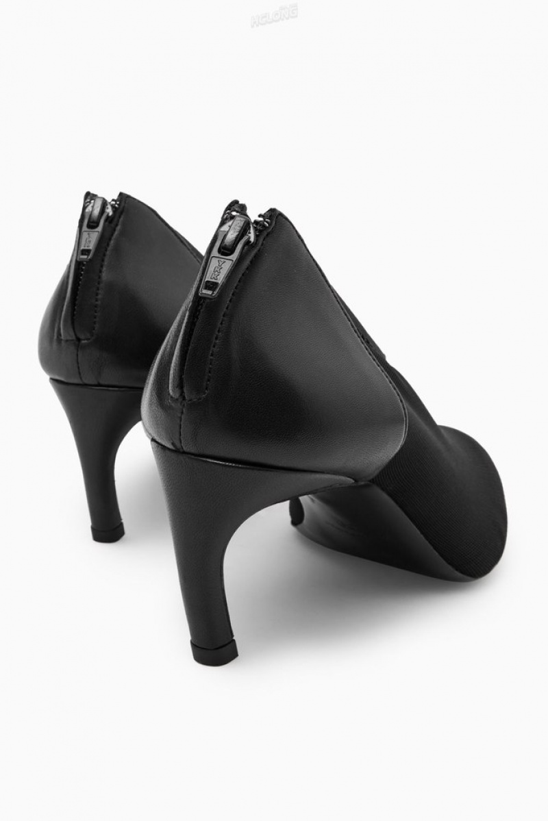 Black COS Leather And Mesh Pumps Pumps | 524739-IHB