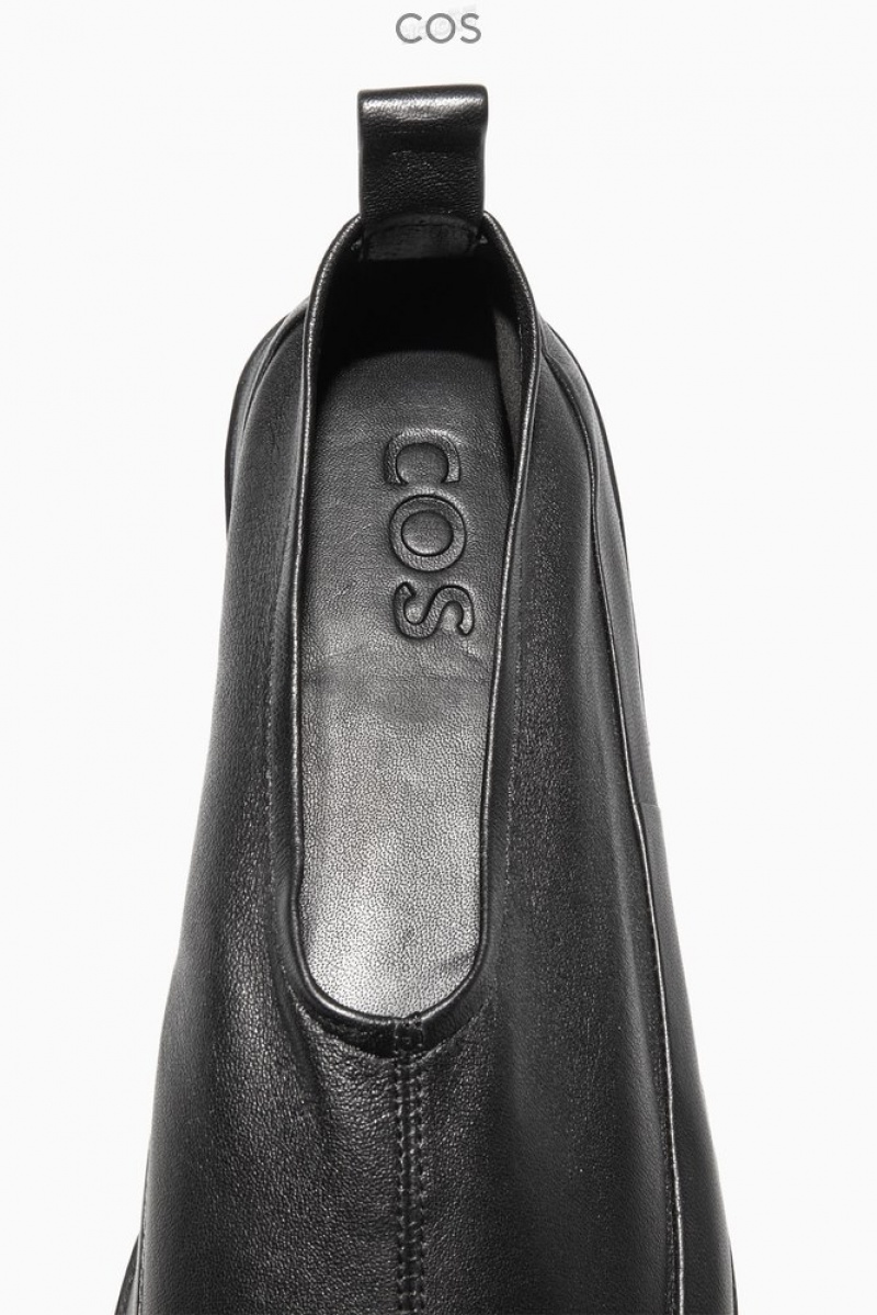 Black COS Leather Ballet Flats Flats | 268450-KTE