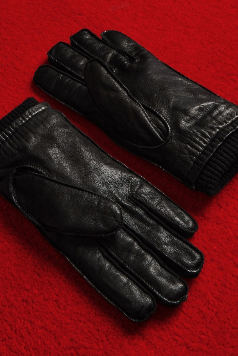 Black COS Leather Gloves Gloves | 567801-ZCK