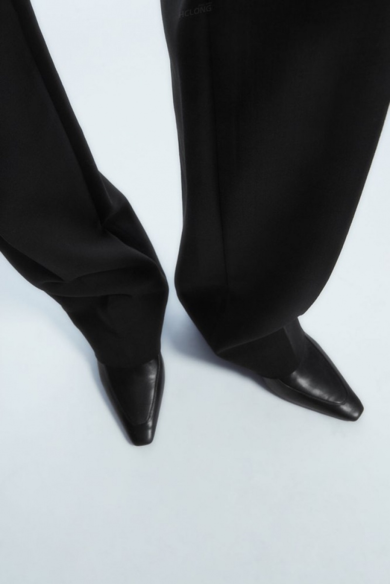 Black COS Leather Heeled Loafers Loafers | 796540-NRG