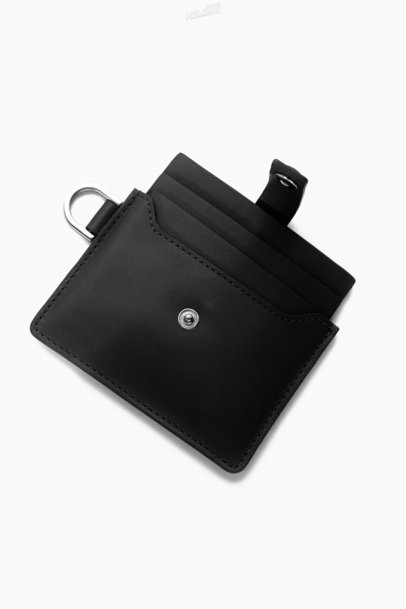 Black COS Leather Lanyard Cardholder Cardholder | 823751-RYB