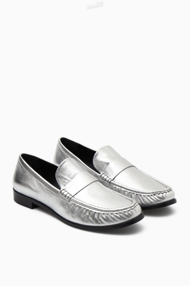 Black COS Leather Loafers Loafers | 092754-JWM