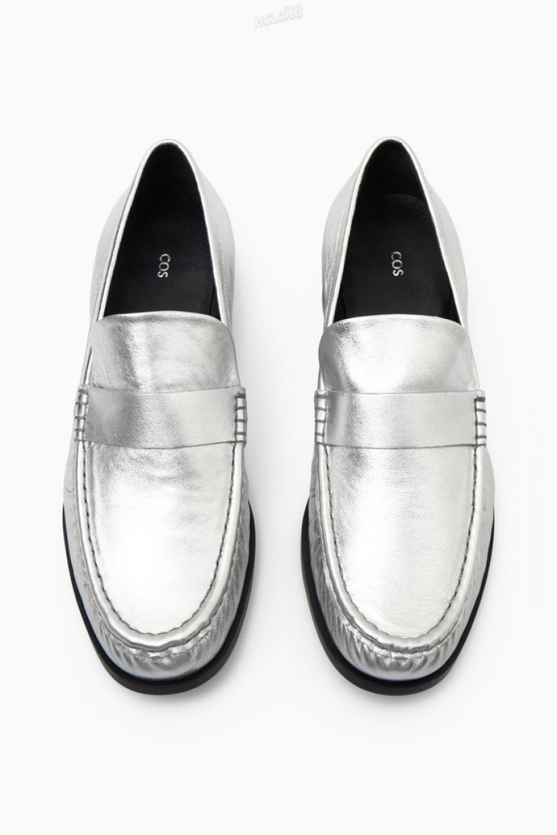 Black COS Leather Loafers Loafers | 092754-JWM