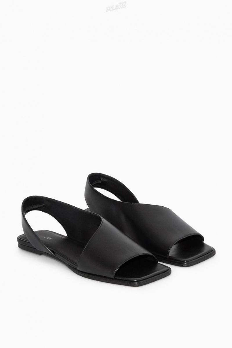 Black COS Leather Slingback Sandals Sandals | 587630-VIW