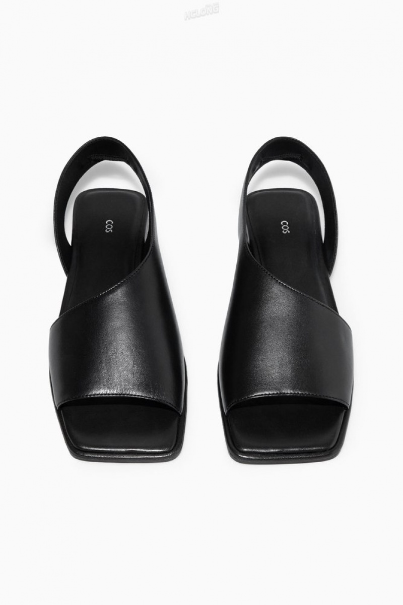 Black COS Leather Slingback Sandals Sandals | 587630-VIW