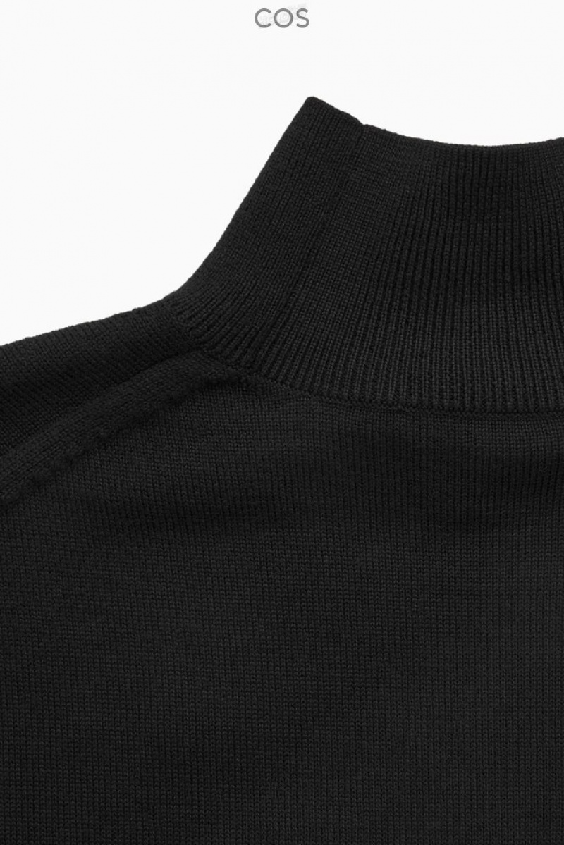 Black COS Lightweight Merino-Wool Turtleneck Dress Sweaters & Cardigans | 821507-WAK