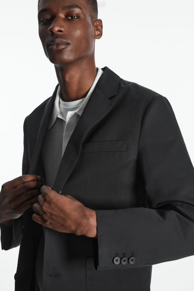 Black COS Linen And Cotton-Blend Blazer Blazers | 598247-KYP