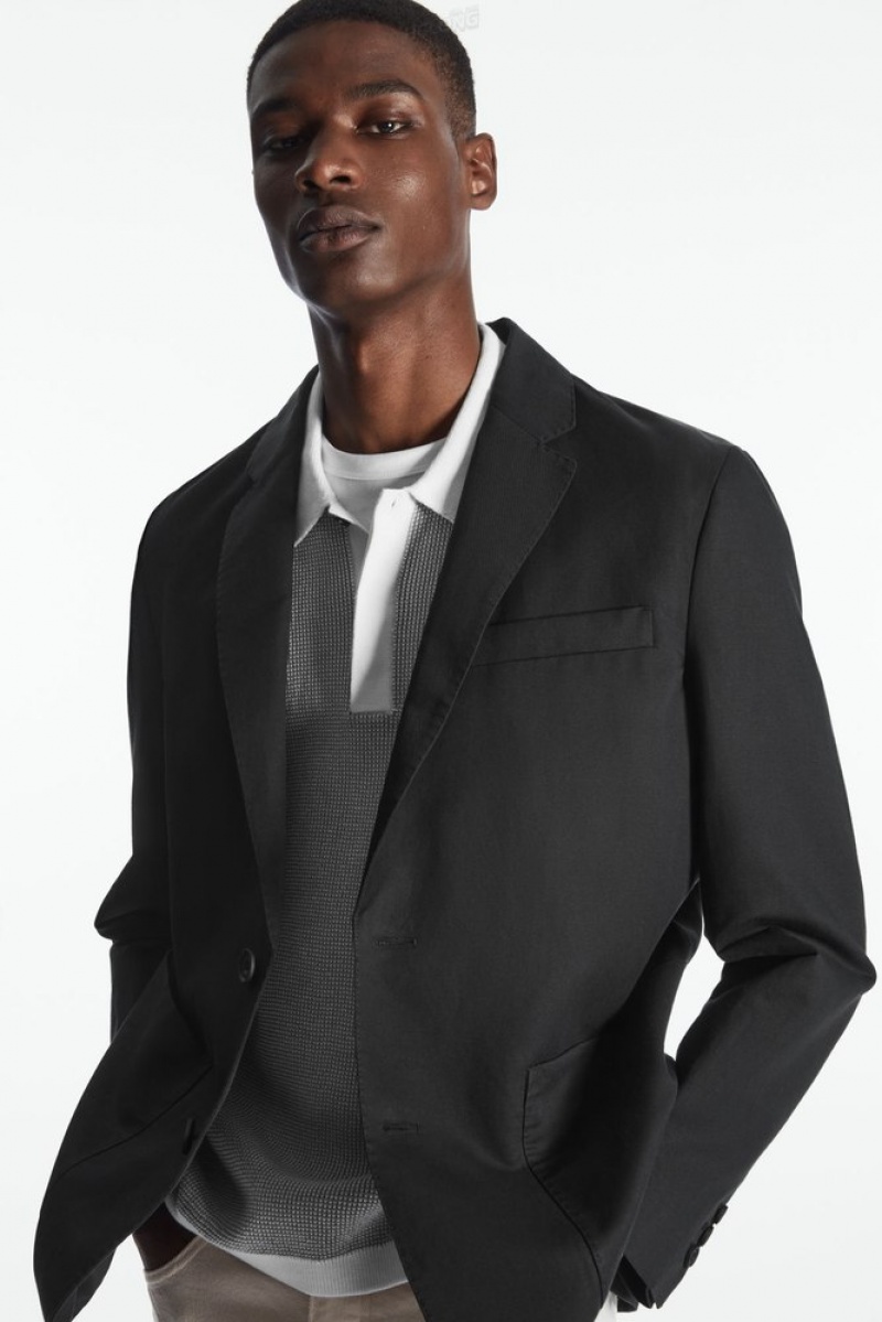 Black COS Linen And Cotton-Blend Blazer Blazers | 598247-KYP