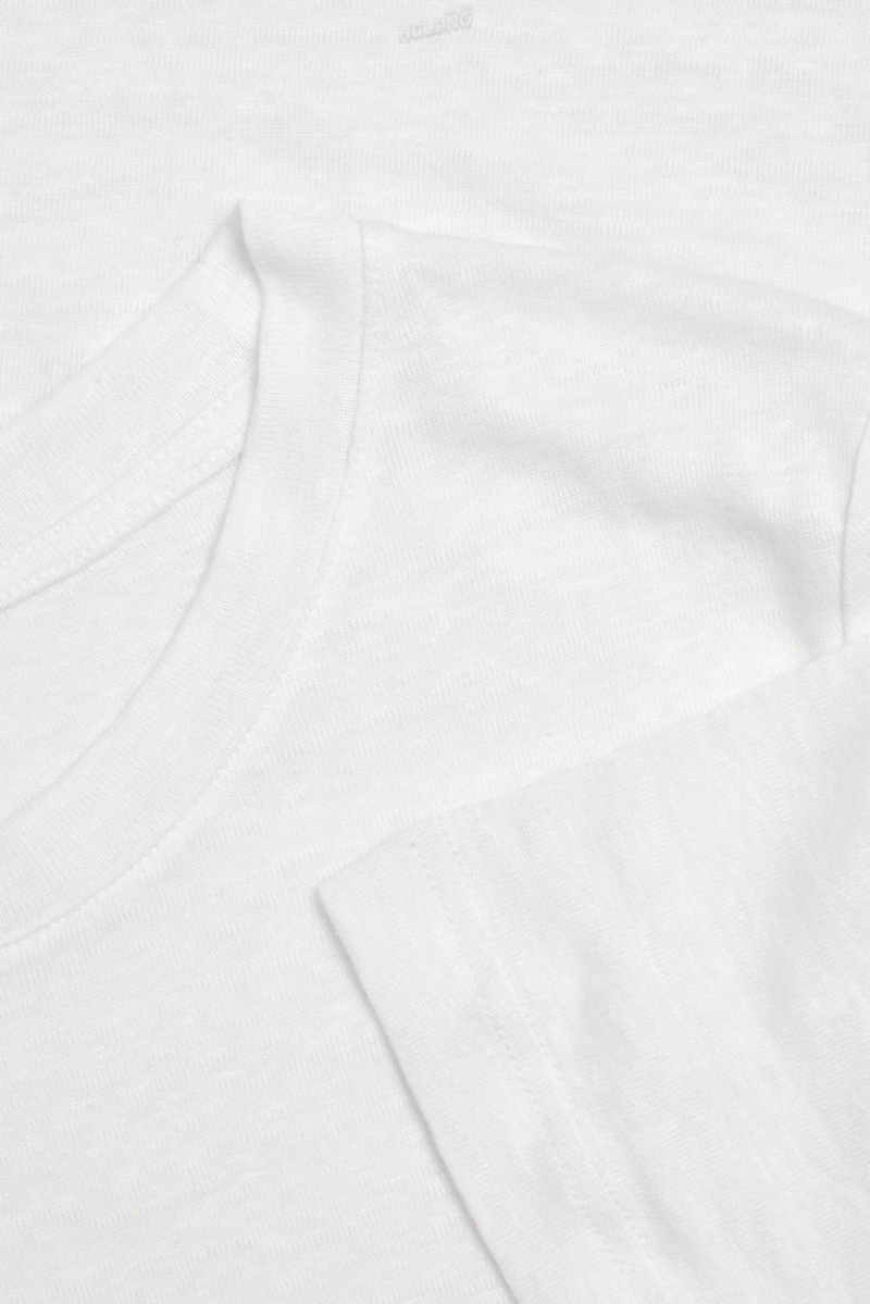 Black COS Linen T-Shirt T-shirts | 640253-MNJ