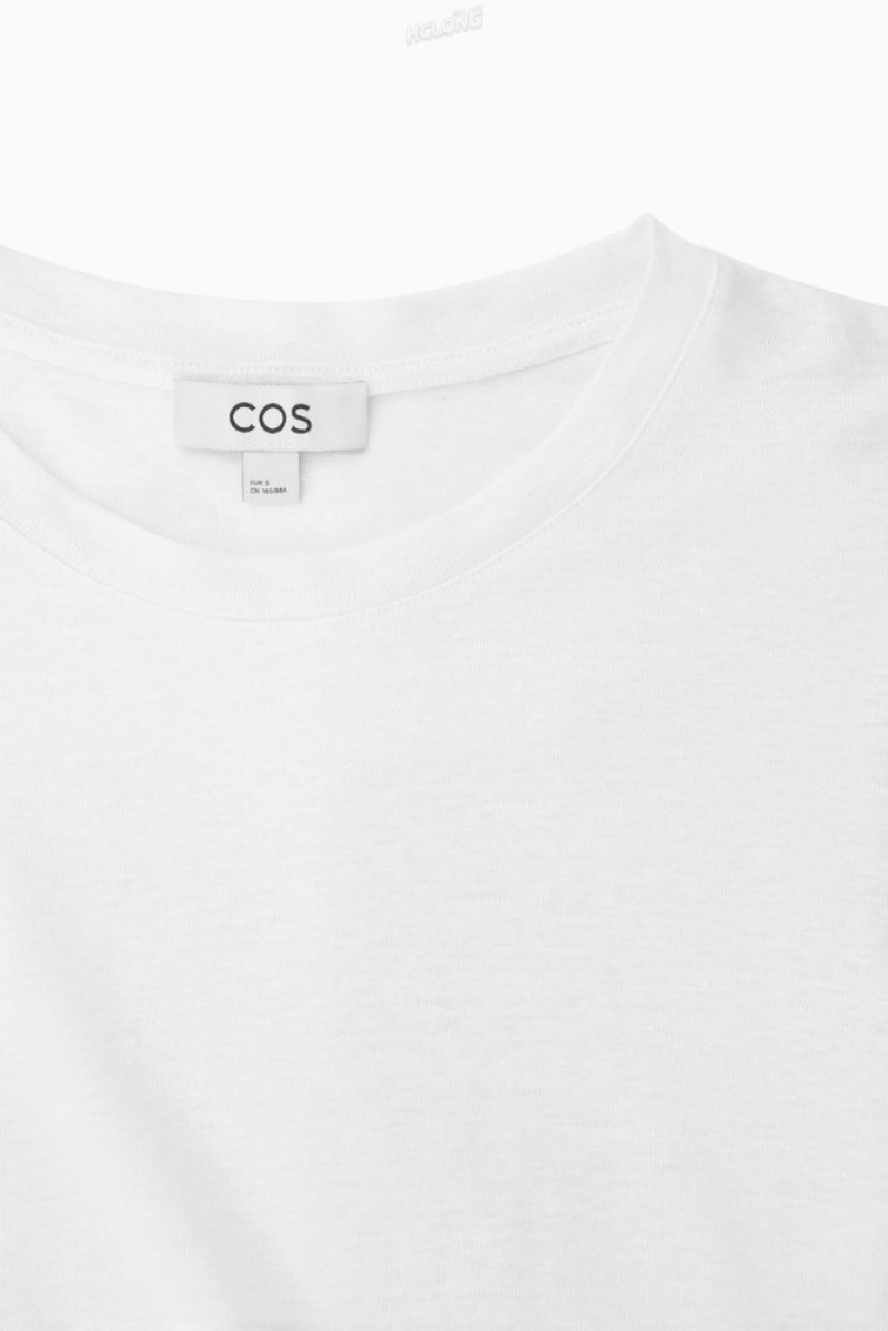 Black COS Linen T-Shirt T-shirts | 640253-MNJ