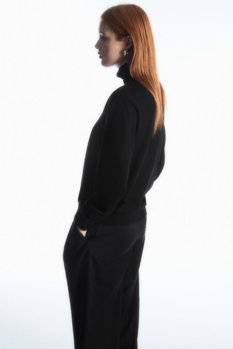 Black COS Merino Wool Roll-Neck Jumper Sweaters & Cardigans | 437201-SPH