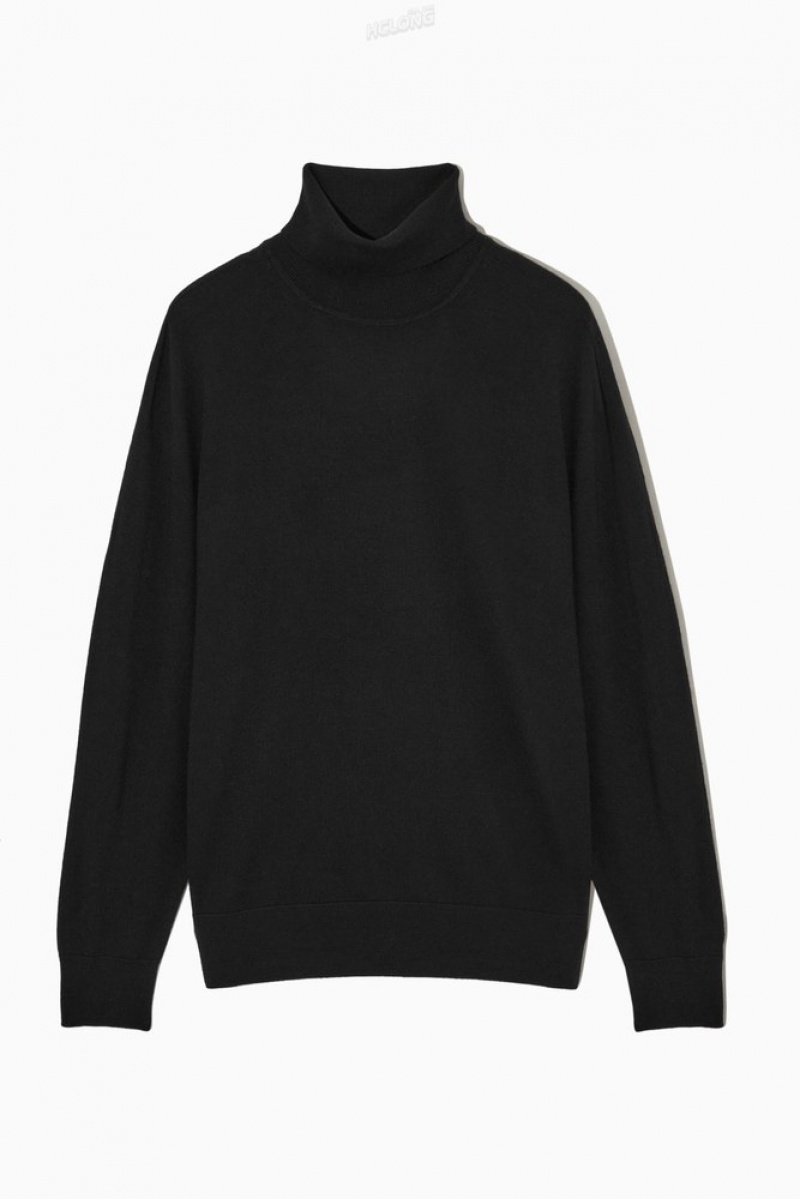 Black COS Merino Wool Roll-Neck Jumper Sweaters & Cardigans | 437201-SPH