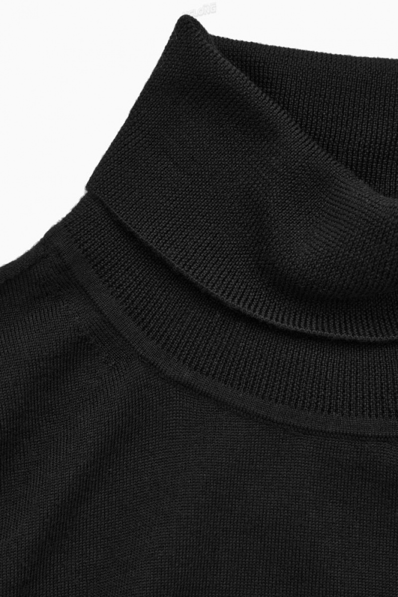 Black COS Merino Wool Roll-Neck Jumper Sweaters & Cardigans | 437201-SPH