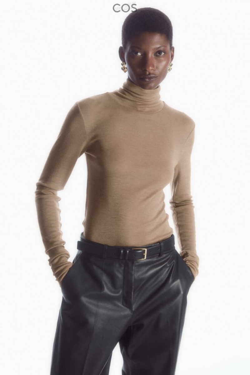 Black COS Merino Wool Turtleneck Top Tops | 463129-XWO