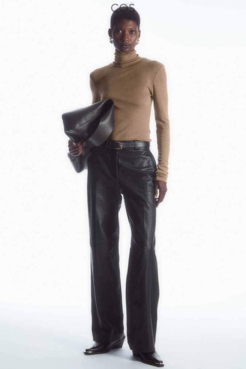 Black COS Merino Wool Turtleneck Top Tops | 463129-XWO