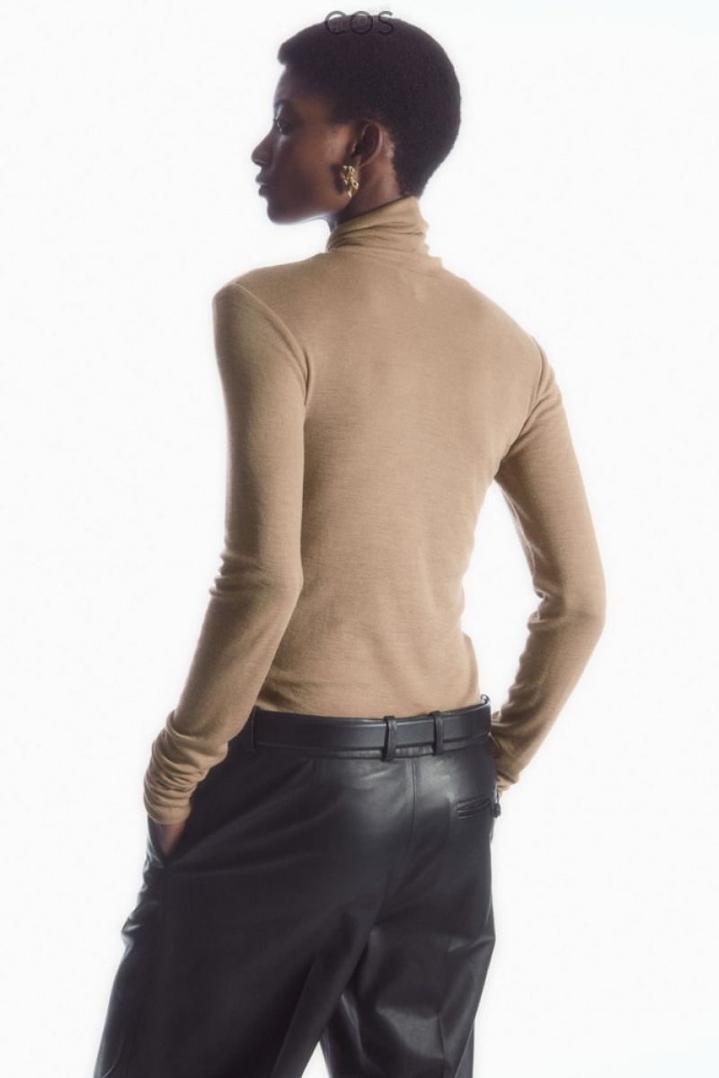 Black COS Merino Wool Turtleneck Top Tops | 463129-XWO