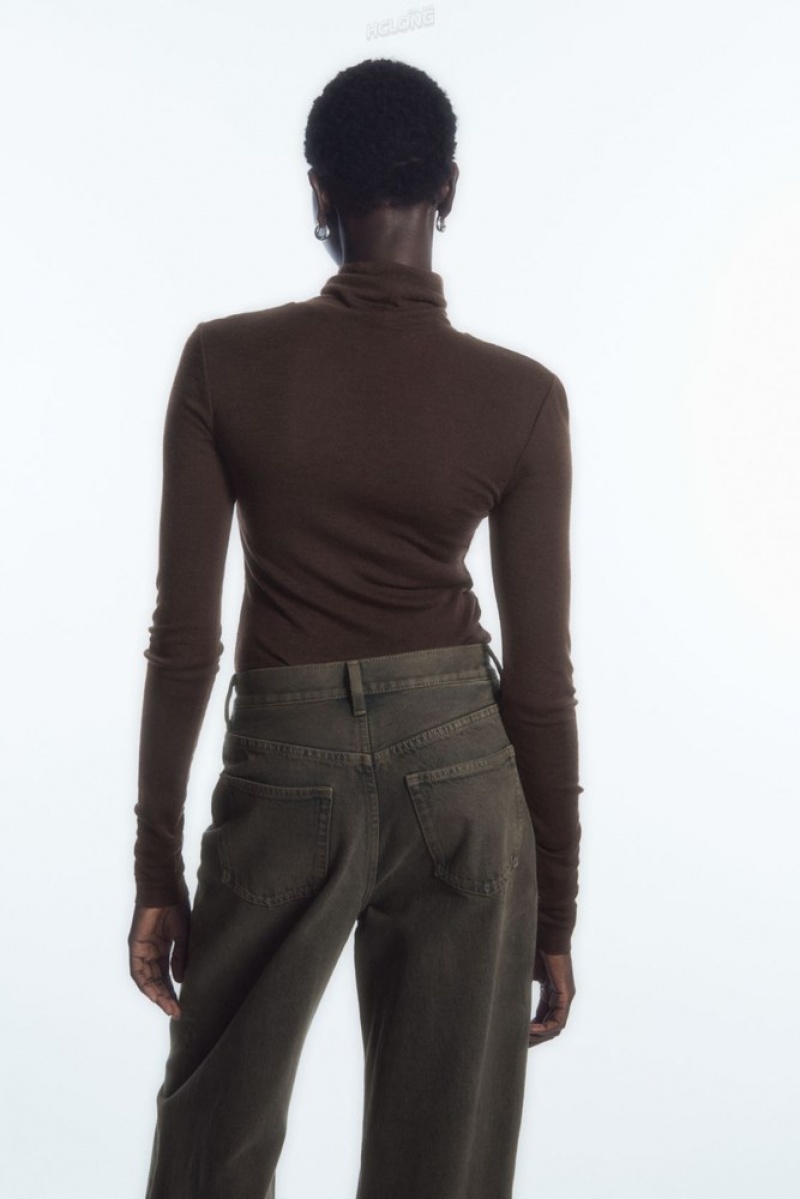 Black COS Merino Wool Turtleneck Top Tops | 274069-KBP