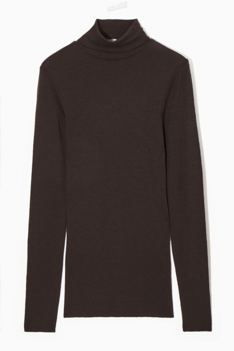 Black COS Merino Wool Turtleneck Top Tops | 274069-KBP