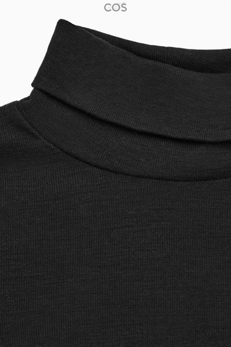 Black COS Merino Wool Turtleneck Top Tops | 164975-JWD