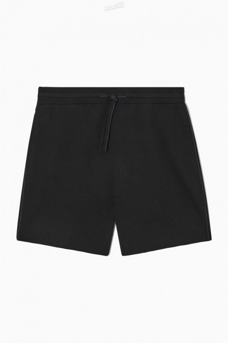 Black COS Minimal Knitted Shorts Shorts | 870324-KZH