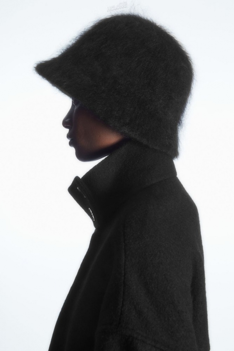 Black COS Mohair Bucket Hat Hats | 107428-FGX