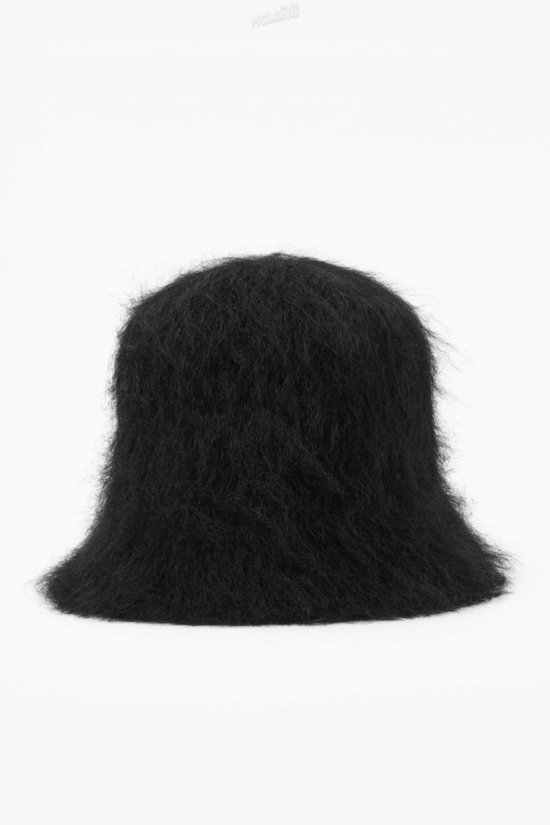 Black COS Mohair Bucket Hat Hats | 107428-FGX