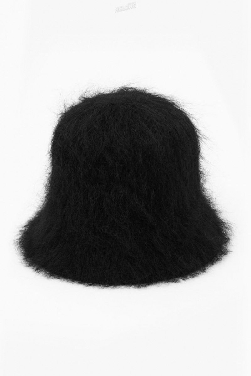 Black COS Mohair Bucket Hat Hats | 107428-FGX