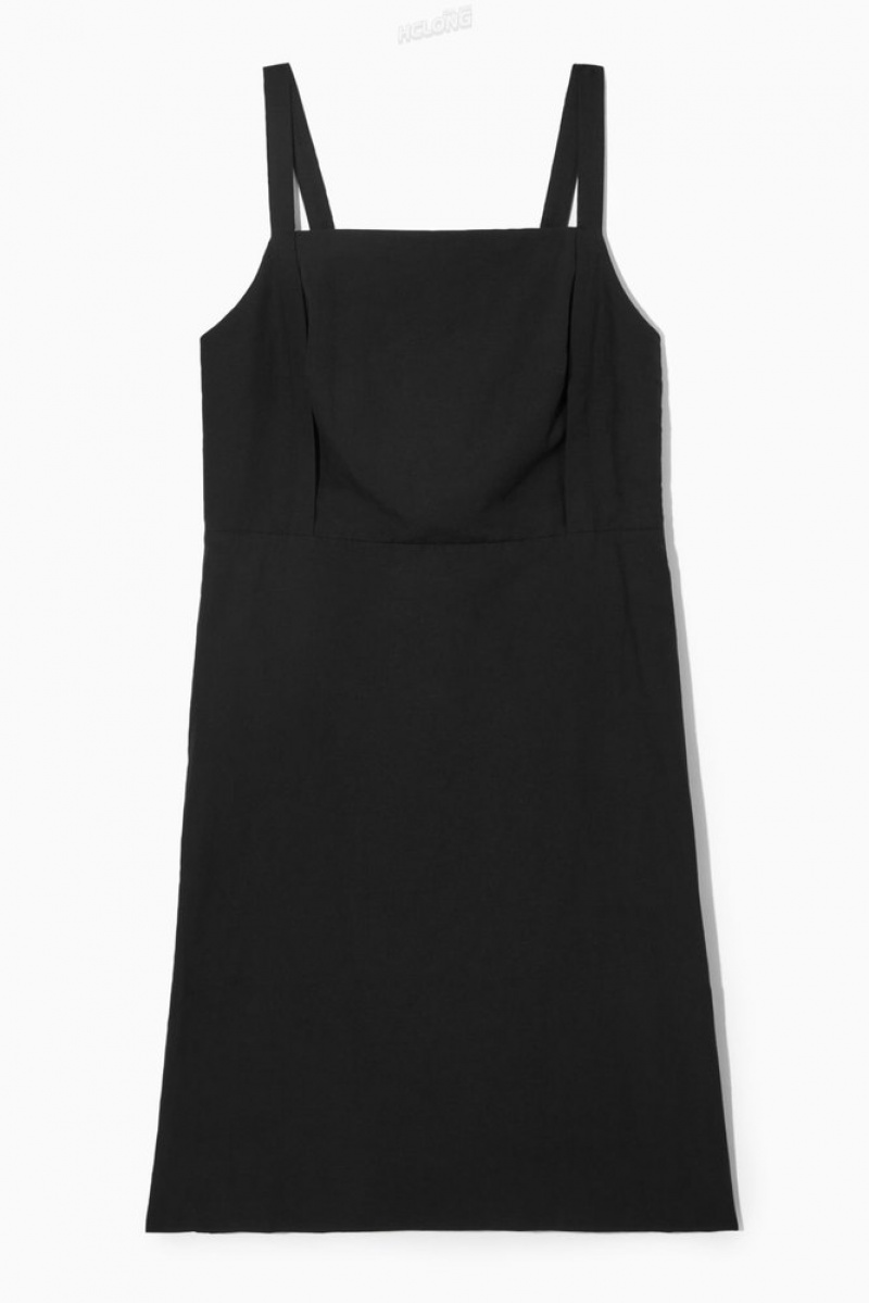 Black COS Open-Back Mini Pinafore Dress Dresses | 972130-LRE