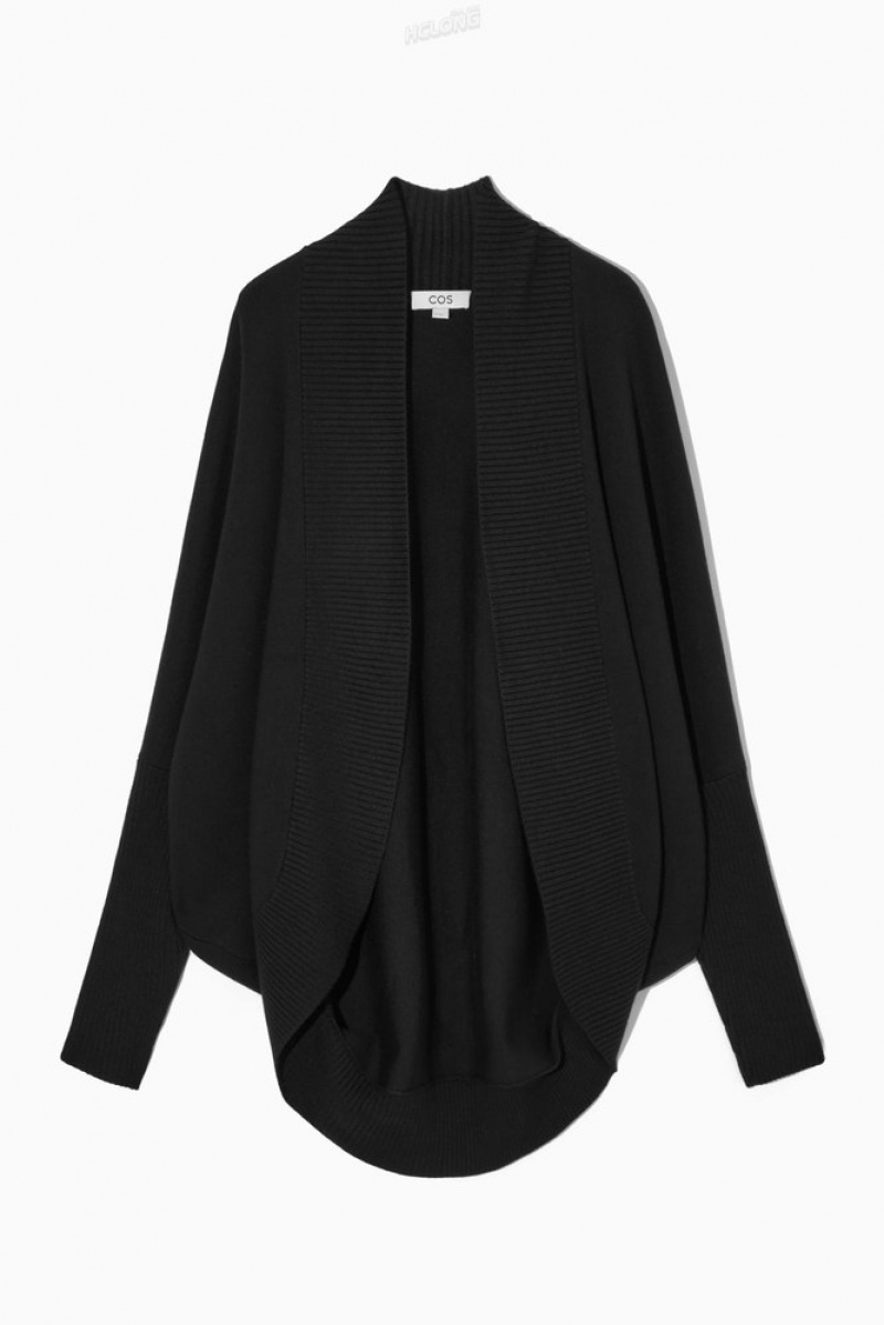 Black COS Open-Front Wool Cardigan Sweaters & Cardigans | 423895-GYZ