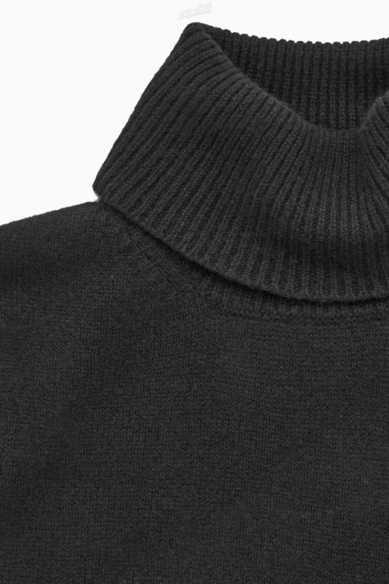 Black COS Open-Side Cashmere-Blend Roll-Neck Vest Tops | 862790-DJR