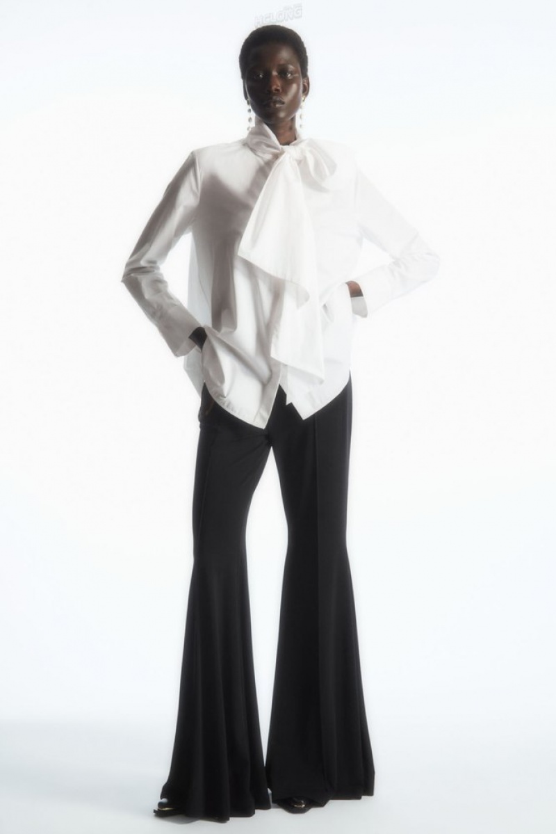 Black COS Oversized Bow-Detail Blouse Shirts & Blouses | 526739-MEX