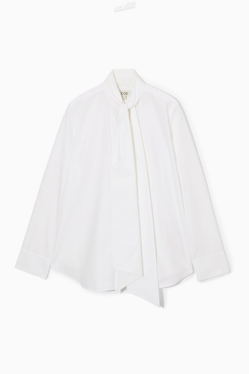 Black COS Oversized Bow-Detail Blouse Shirts & Blouses | 526739-MEX