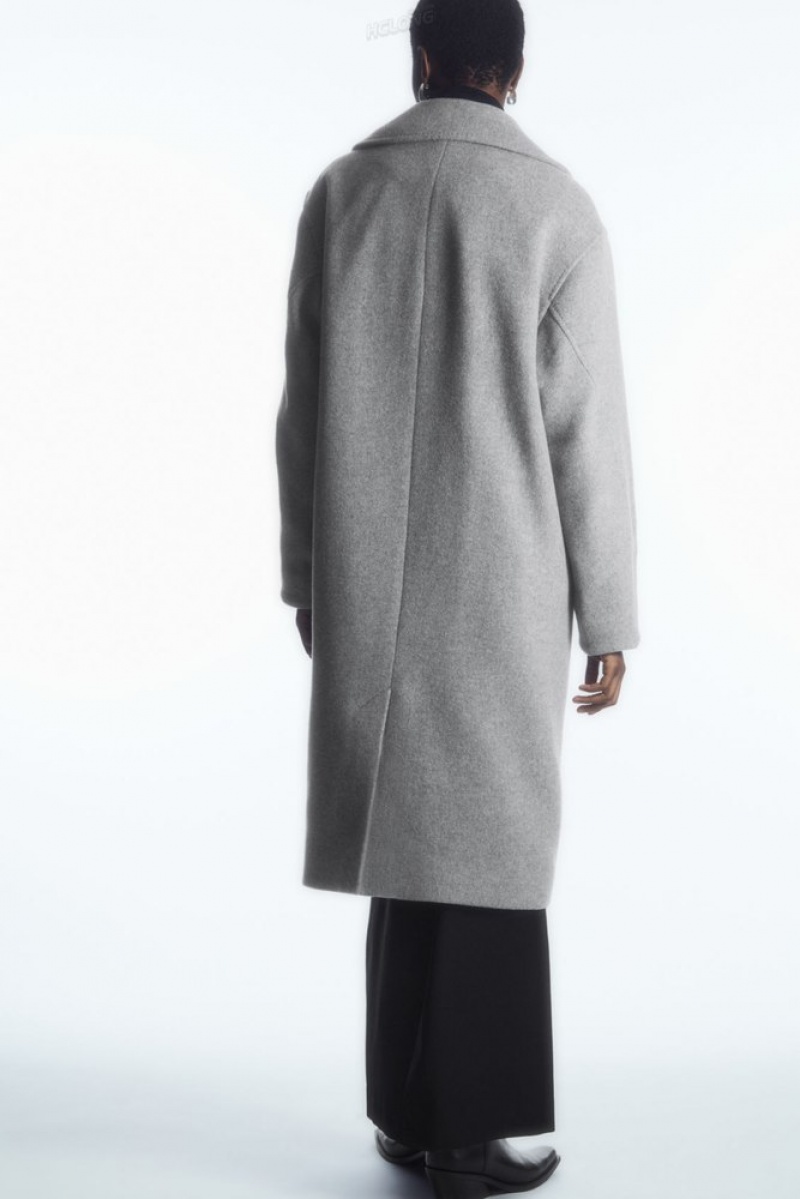 Black COS Oversized Double-Breasted Wool Coat Coats & Jackets | 438219-SXL