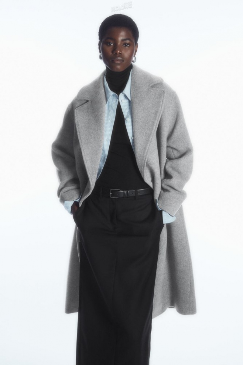 Black COS Oversized Double-Breasted Wool Coat Coats & Jackets | 438219-SXL