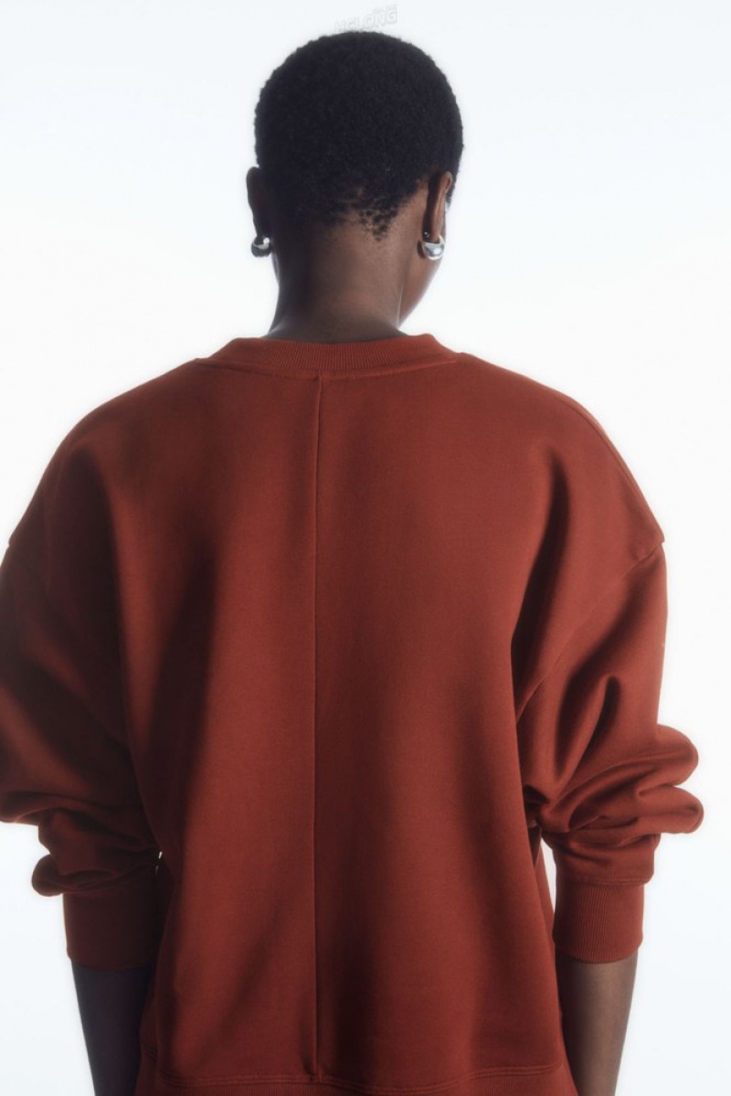Black COS Oversized Fleece-Back Sweatshirt Sweatshirts & Hoodies | 761082-LPX