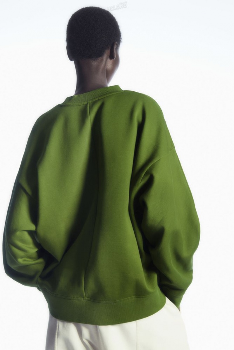 Black COS Oversized Fleece-Back Sweatshirt Sweatshirts & Hoodies | 049125-QAN