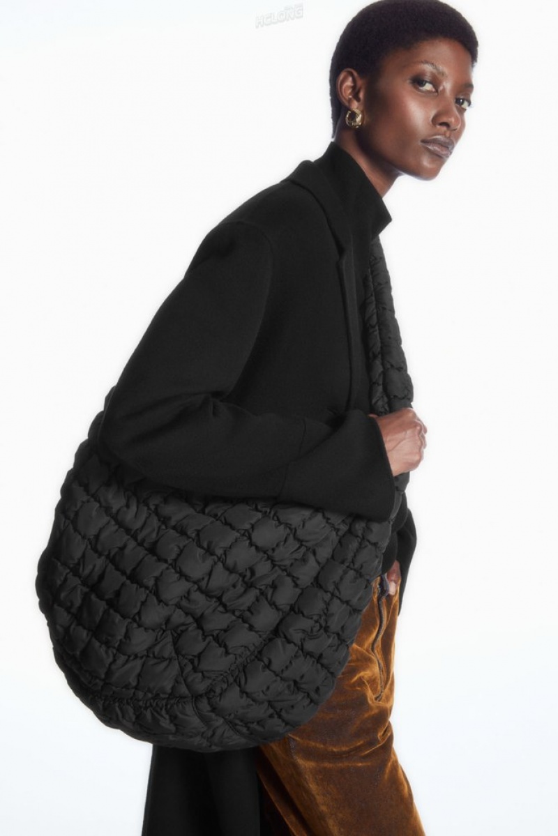 Black COS Oversized Quilted Crossbody Bags | 692583-WOQ