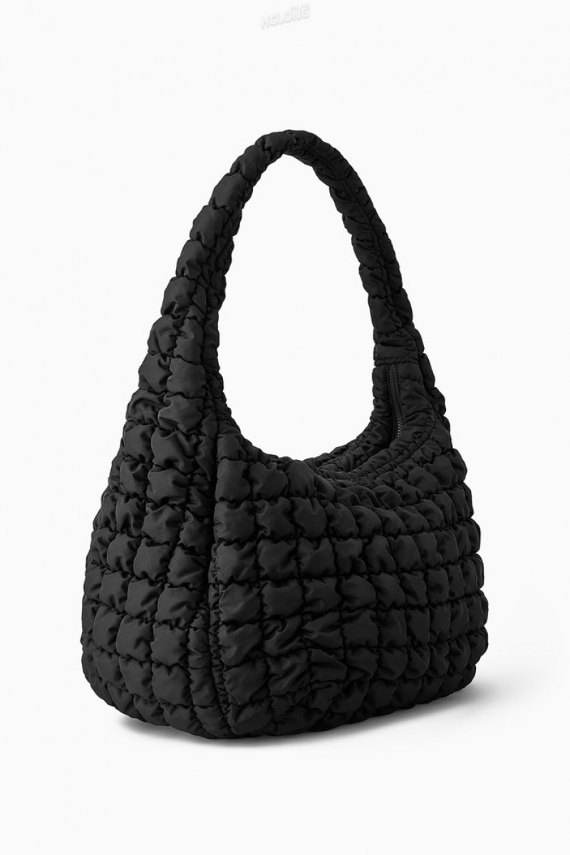 Black COS Oversized Quilted Crossbody Bags | 692583-WOQ