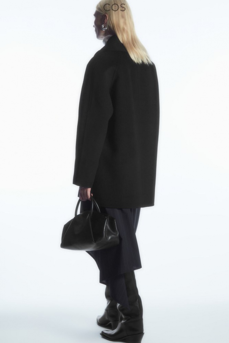 Black COS Oversized Shawl-Collar Wool Jacket Coats & Jackets | 697125-LJF